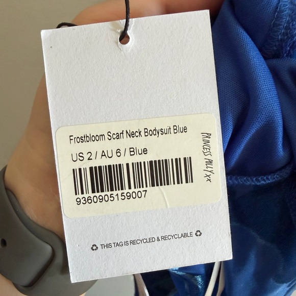 NWT Princess Polly Frostbloom Royal Blue Scarf Neck Bodysuit size 2 - Picture 13 of 13